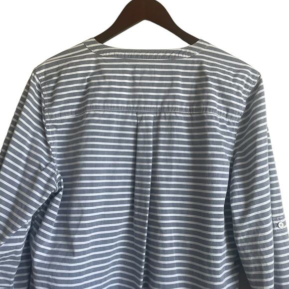 GH & Bass Co Women Tunic Top XL Gray White Striped Cotton Preppy Coastal Light - Picture 4 of 9